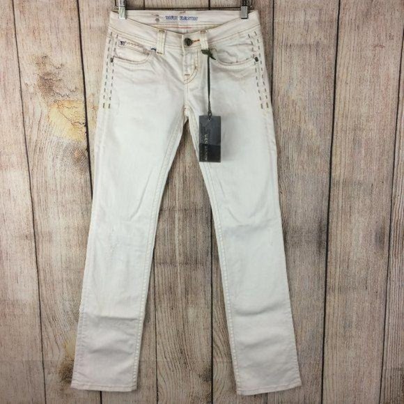 MEK Denim - MEK NWT Women's Size 26 Sicily Cream Bootcut Denim Jeans Distressed Stretch